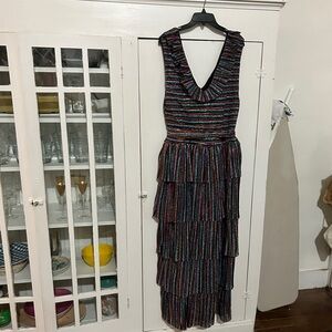 Zelie for She Colorful Striped Tiered Maxi Dress